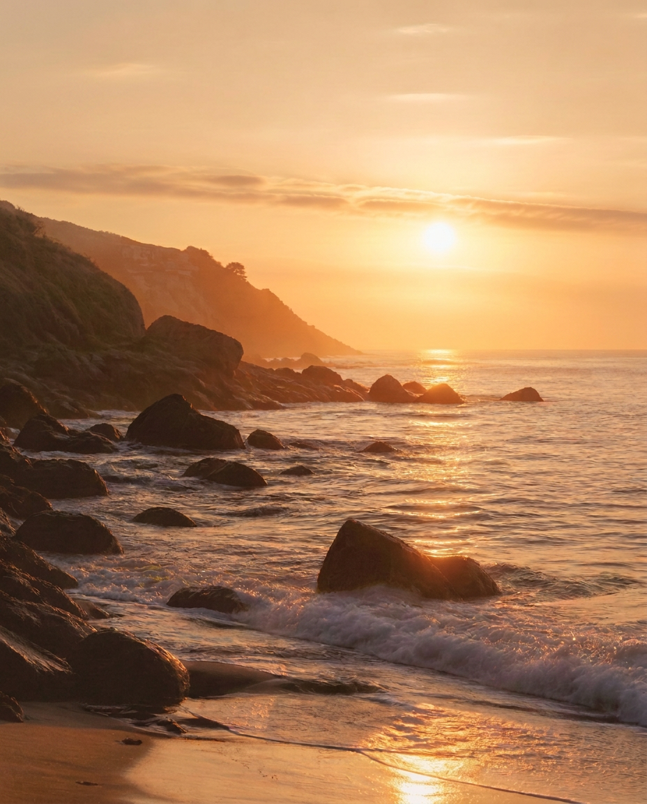 Sunset over calm ocean water
